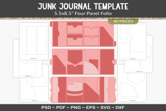 Download Junk Journal Folio Template Kit - Kit Collection