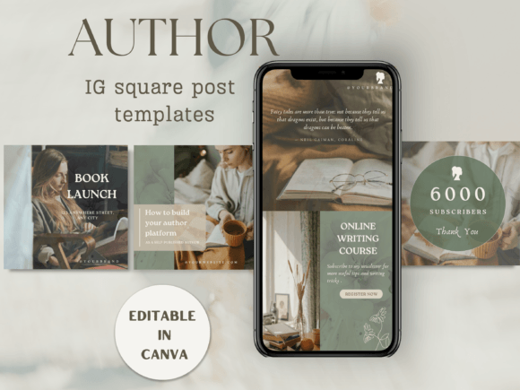Download Author Square Instagram Post Template - Author Collection