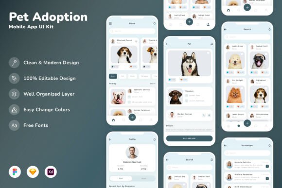 Download Pet Adoption Mobile App UI Kit - Kit Collection