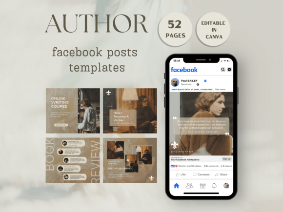 Download Facebook Posts Template for Authors - Author Collection