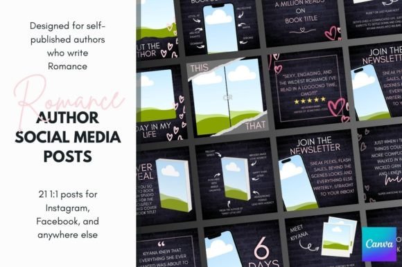 Download Canva Romance Author Social Templates - Author Collection