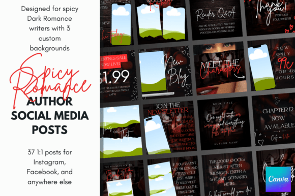 Download Spicy Dark Romance Canva Author Template - Author Collection