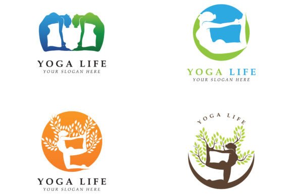 Download Set of Yoga Logo Vector - Premium Resources
