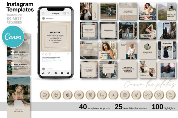 Download Beige CANVA Instagram Template Kit - Kit Collection
