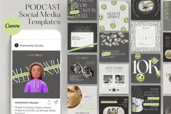 Download Podcast Instagram Post Templates KIT - Kit Collection