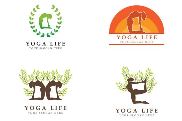 Download Set of Yoga Logo Vector - Premium Resources