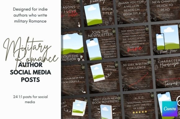 Download Military Romance Author Canva Templates - Author Collection