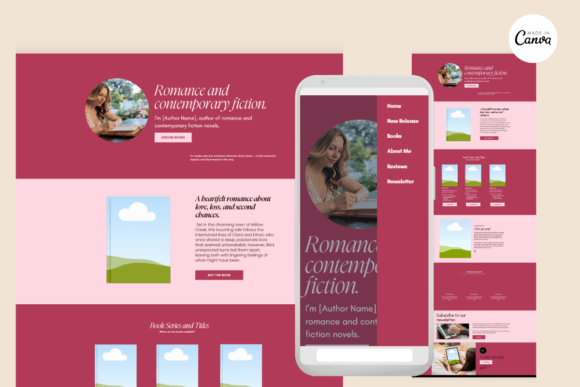 Download Canva Book Landing Page for Authors - Author Collection
