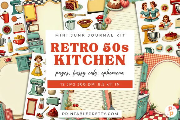Download Retro 50s Kitchen Junk Journal Kit - Kit Collection