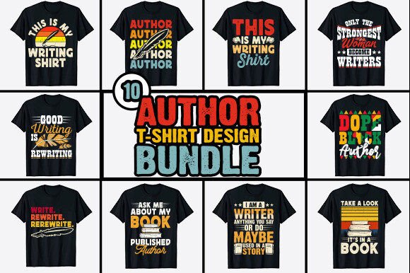 Download Book Writer Author T-shirt Design Bundle - Premium Resources