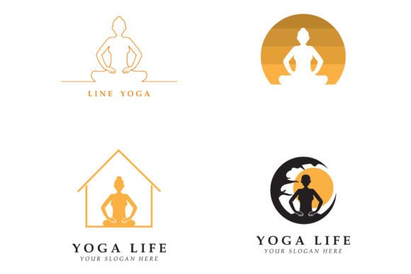 Download Set of Yoga Logo Vector - Premium Resources