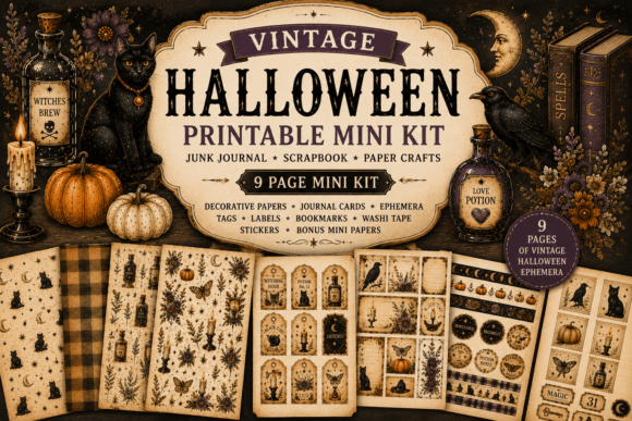 Download Vintage Halloween Junk Journal Kit - Kit Collection