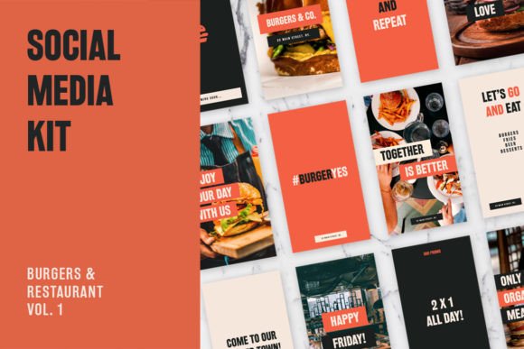 Download Burger &amp; Restaurant Social Media Kit - Kit Collection