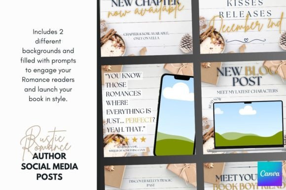 Download Canva Romance Author Social Templates - Author Collection