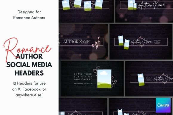 Download Romance Author Social Headers for Canva - Author Collection