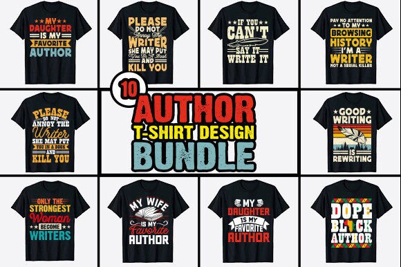 Download Book Writer Author T-shirt Design Bundle - Premium Resources